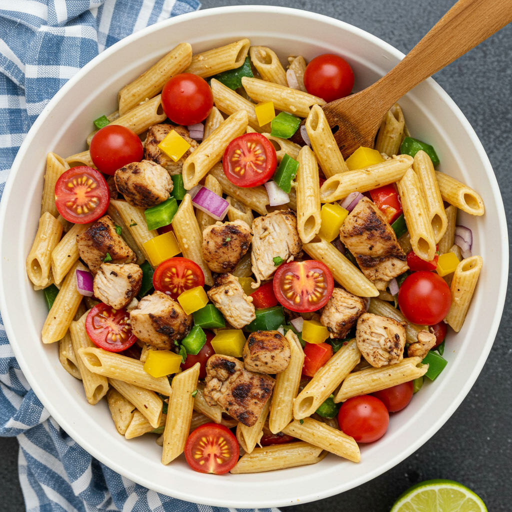 13. Jerk Chicken Pasta Salad
