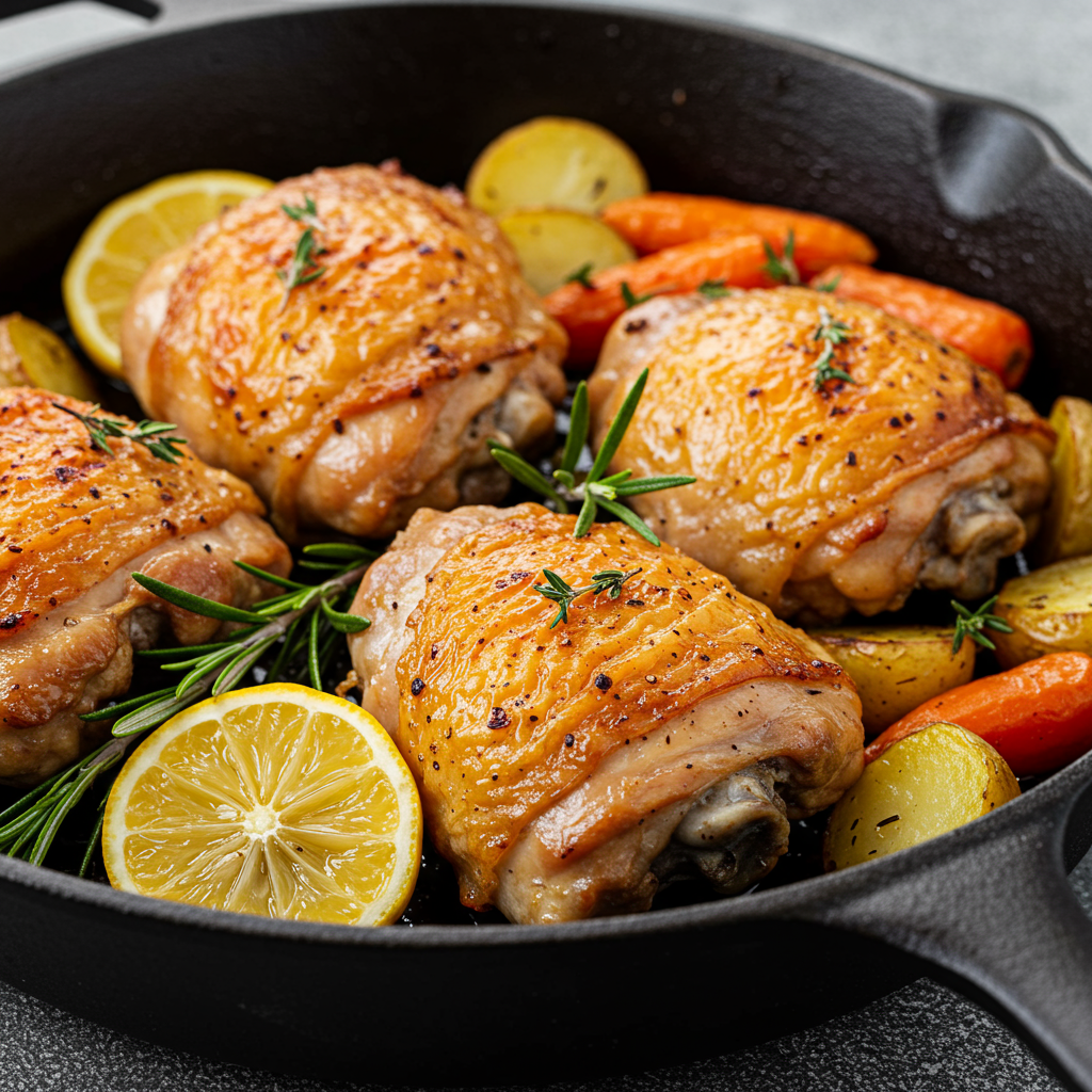 13. Lemon Herb Roasted Chicken Thighs