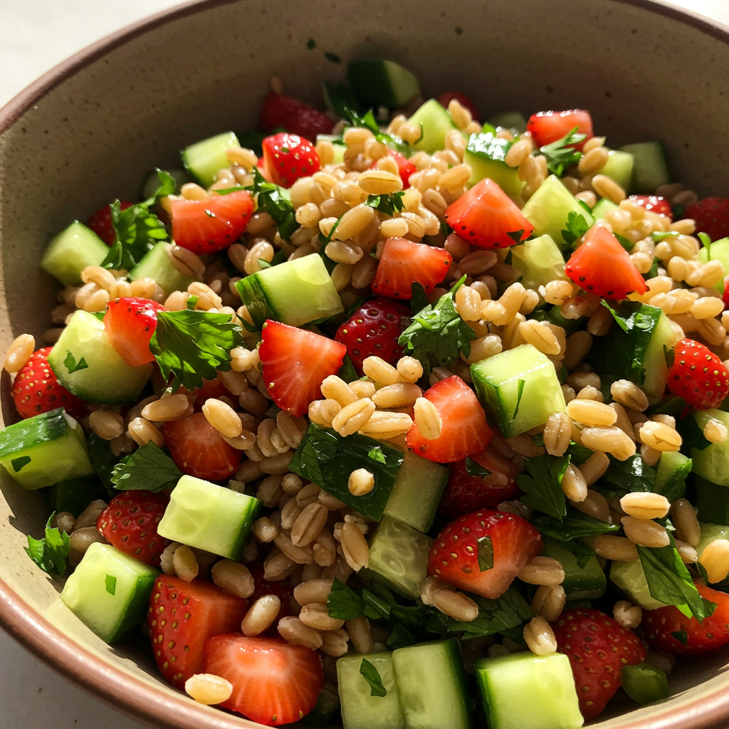 13. Strawberry & Farro Salad with Lemon Herb Dressing
