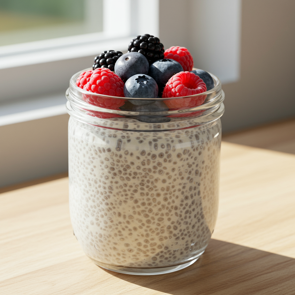 13. Vanilla Chia Pudding with Berries