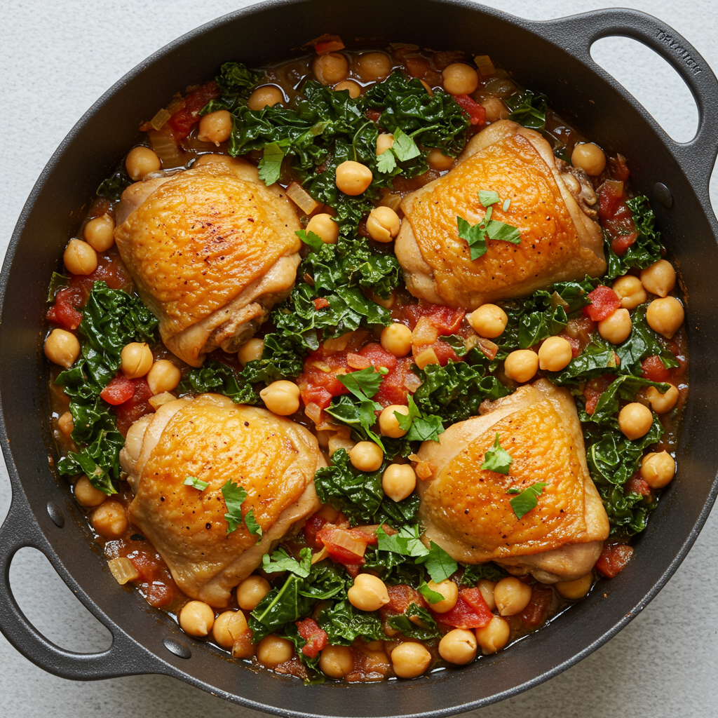 14. Moroccan-Spiced Chicken with Kale and Chickpeas