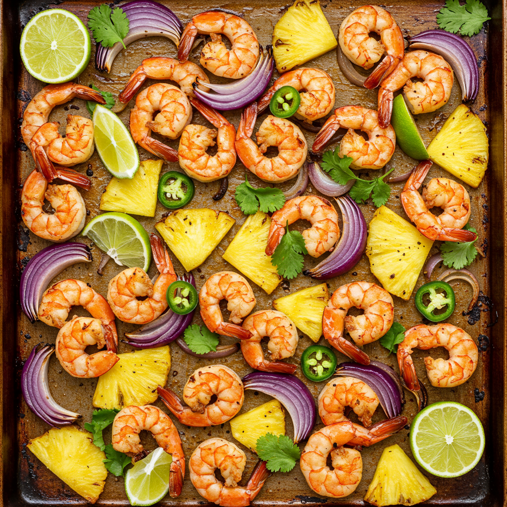 14. Sheet Pan Jamaican Jerk Shrimp with Pineapple