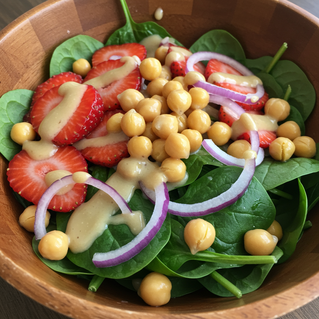 15. Strawberry & Chickpea Spinach Salad