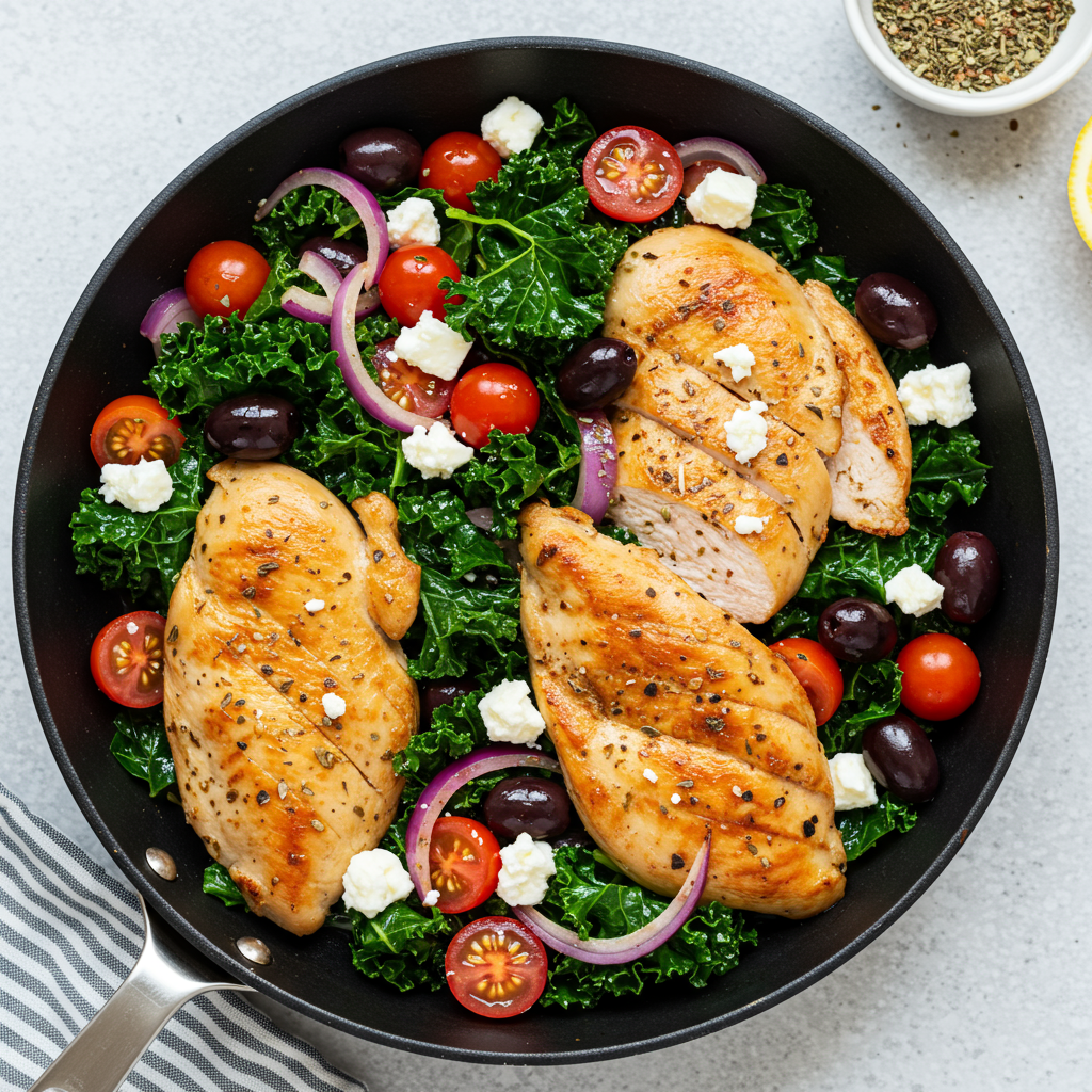 16. Greek-Style Chicken with Kale and Feta