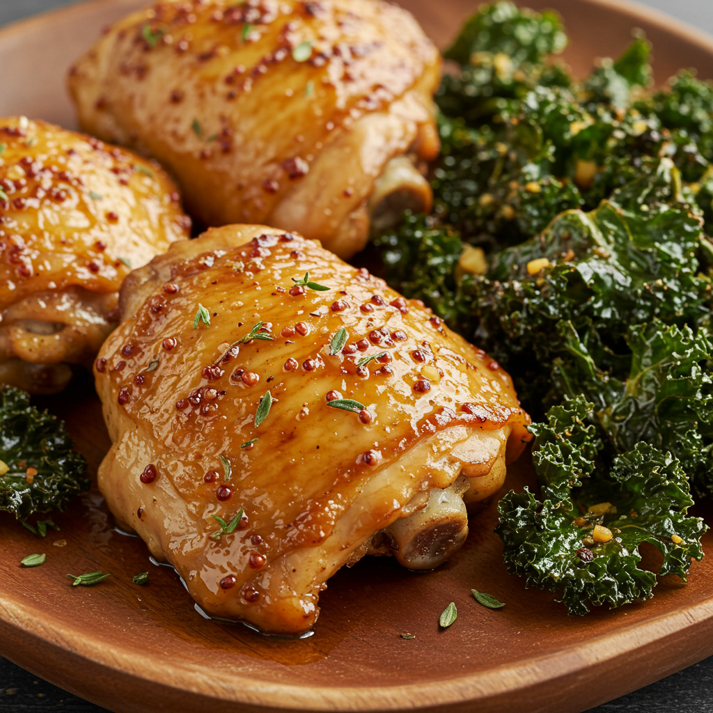 17. Honey Mustard Chicken with Roasted Kale Chips