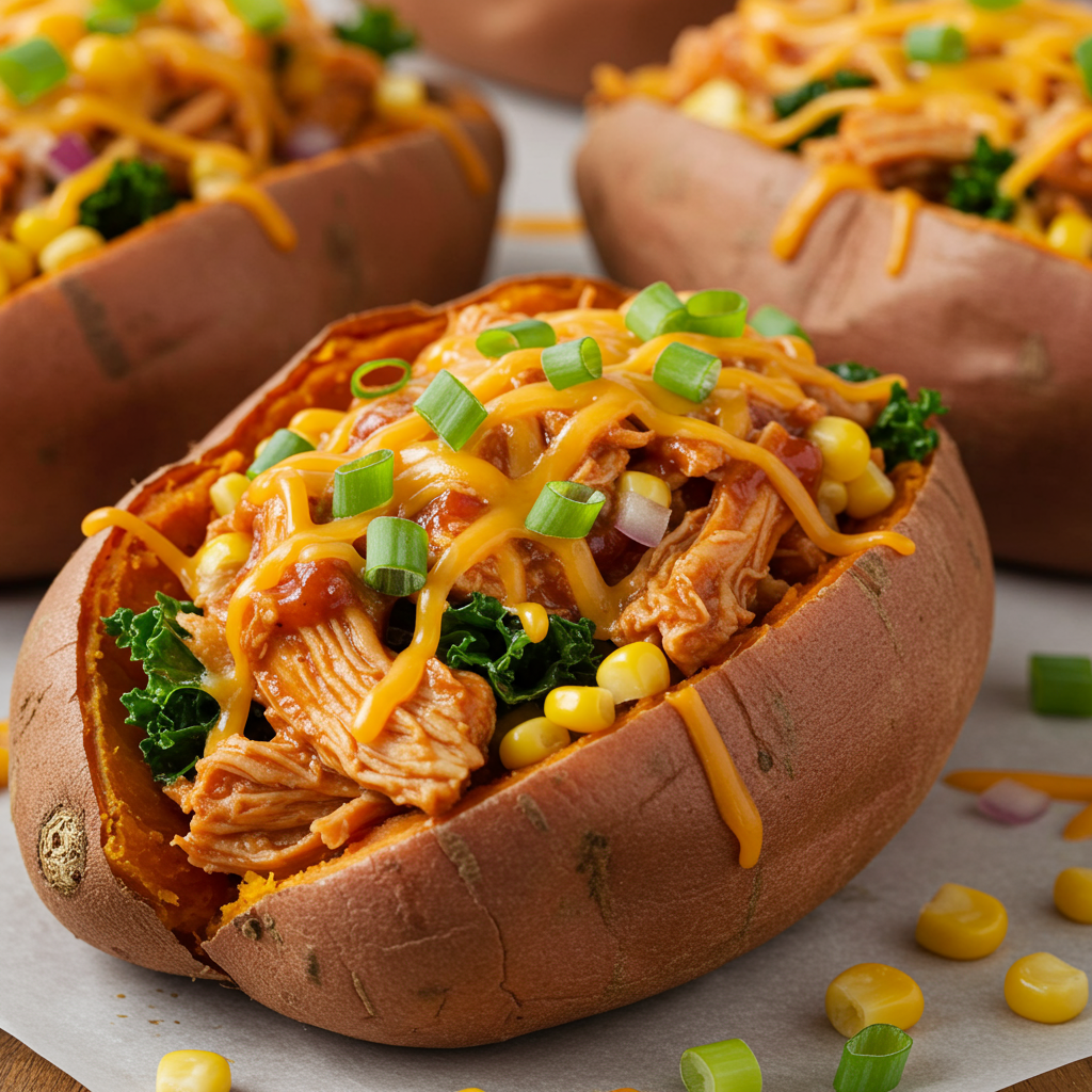 20. BBQ Chicken and Kale Stuffed Sweet Potatoes