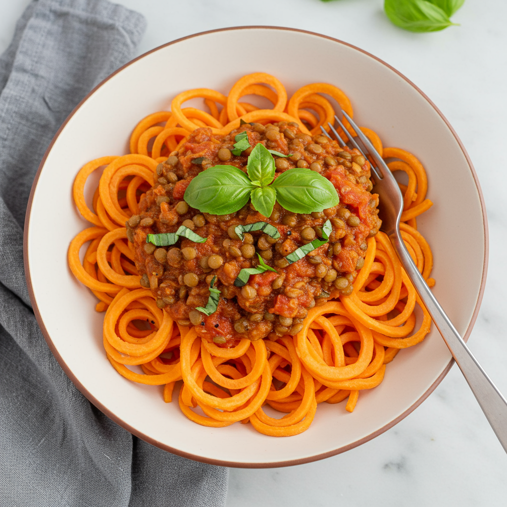 20. Sweet Potato Linguine with Lentil Ragù