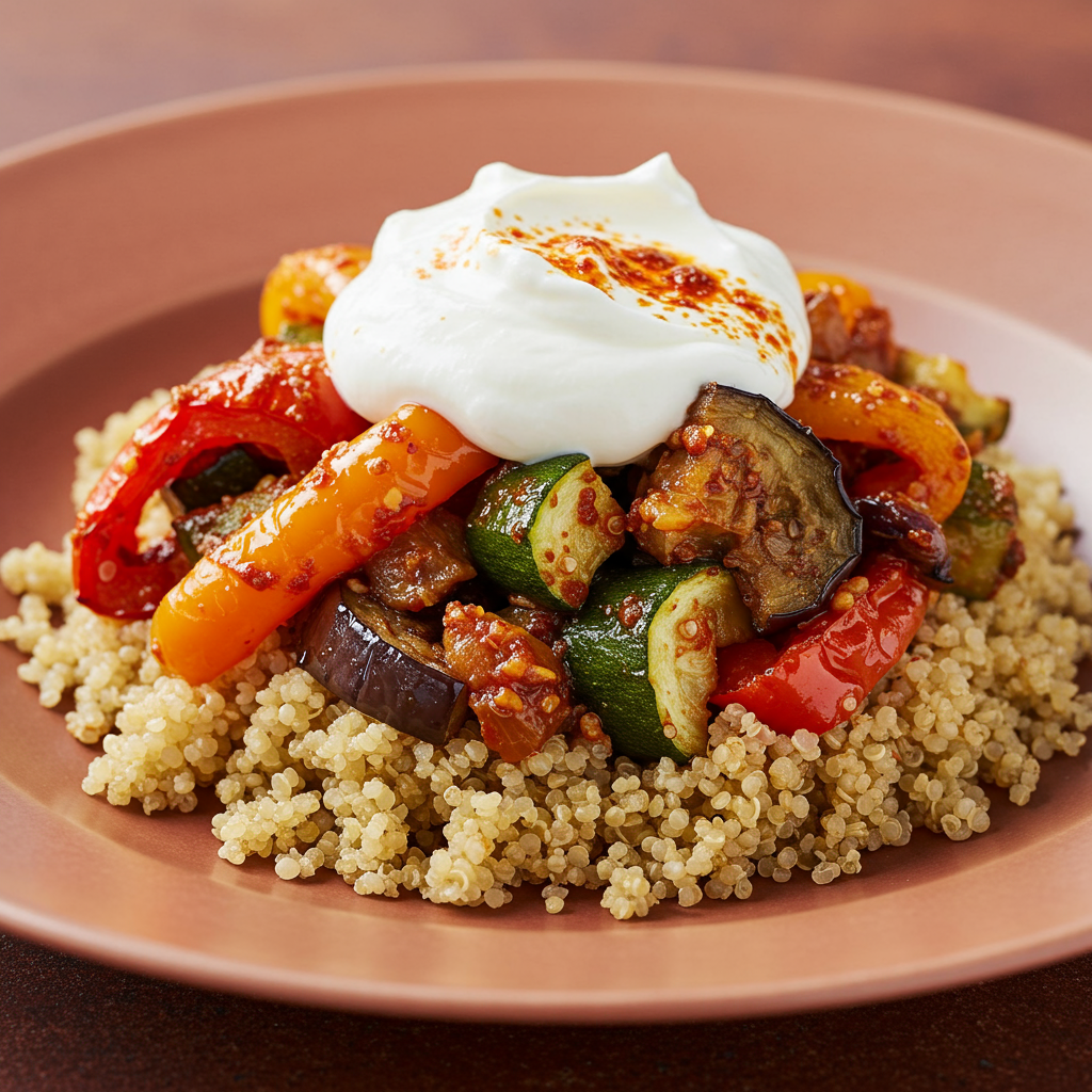 21. Harissa Vegetables with Quinoa