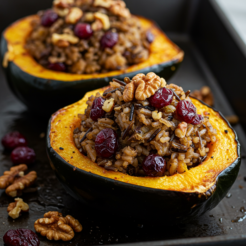 22. Stuffed Acorn Squash with Wild Rice