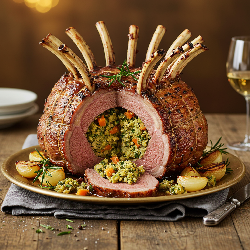 25. Crown Roast of Lamb with Herb Stuffing