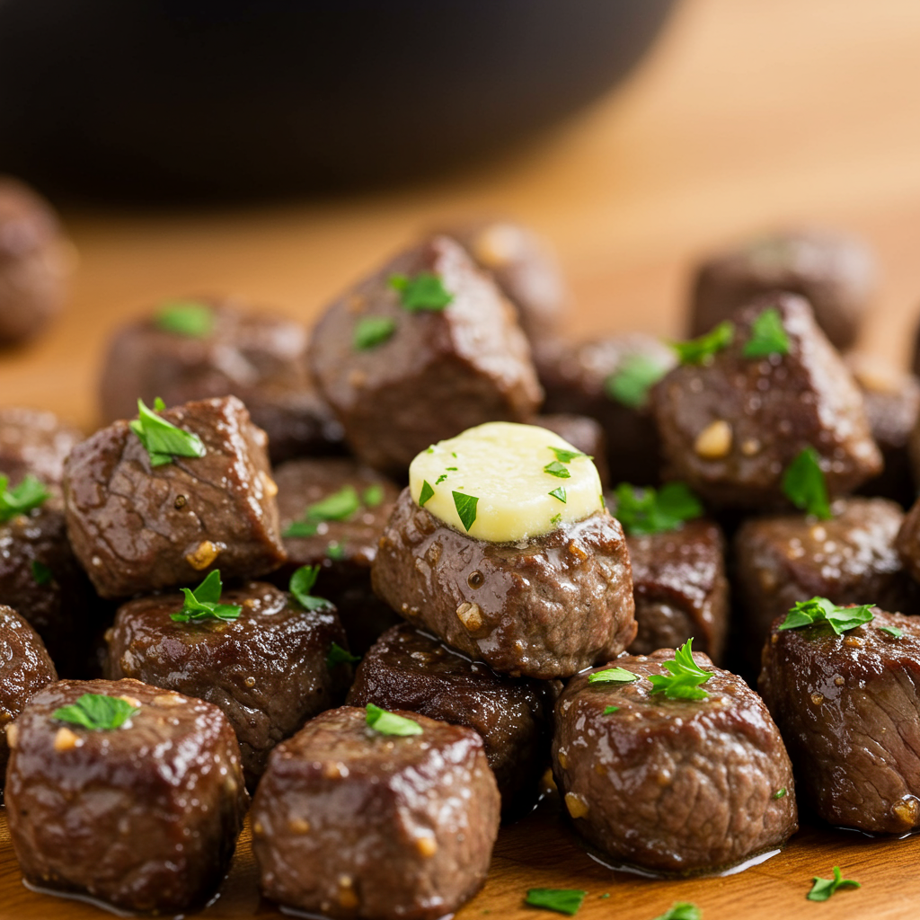 1. Air Fryer Garlic Butter Steak Bites
