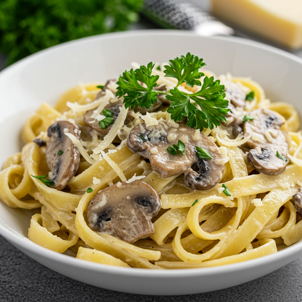 1. Classic Creamy Mushroom Pasta