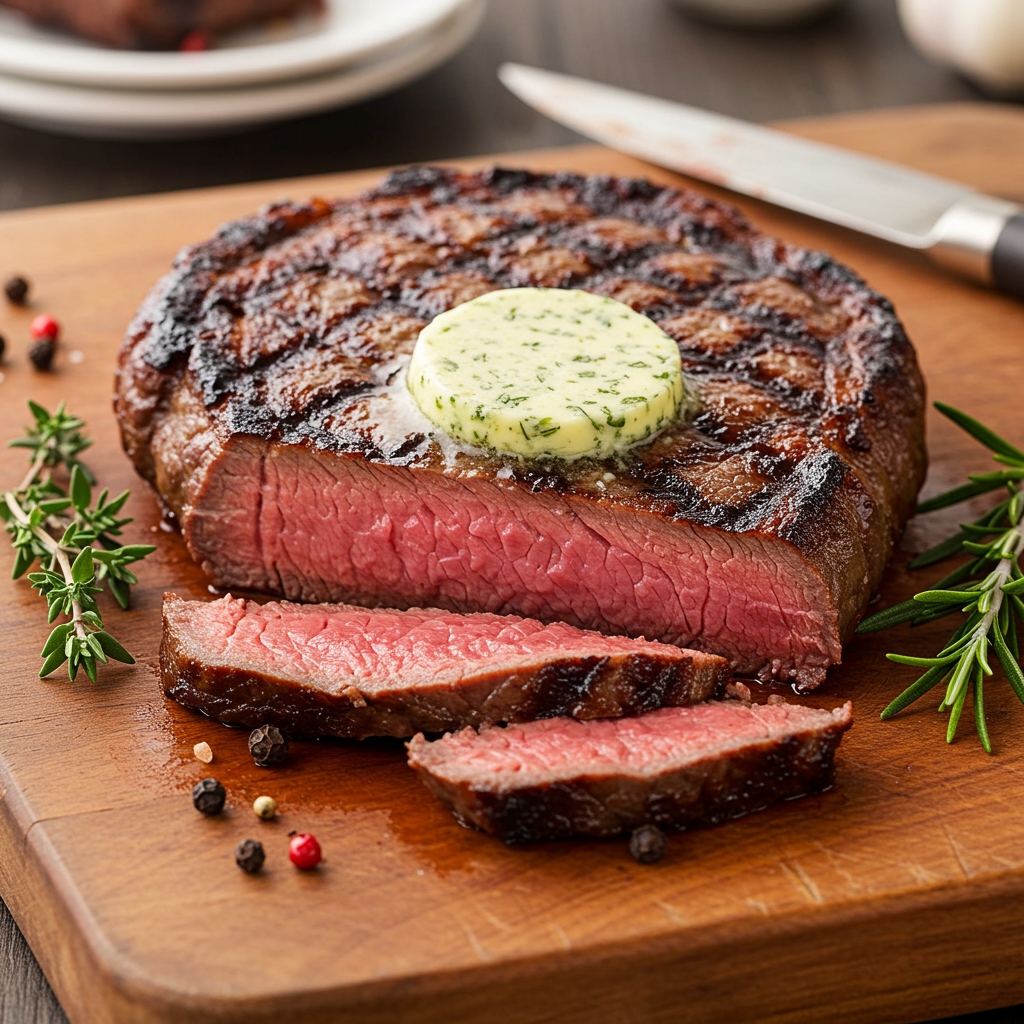 1. Classic Grilled Elk Steak with Herb Butter