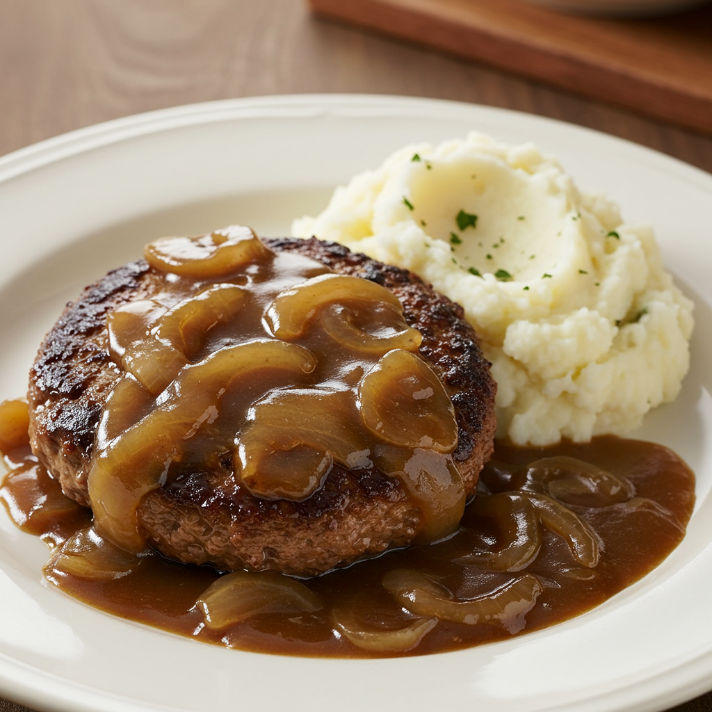 1. Classic Hamburger Steak with Onion Gravy