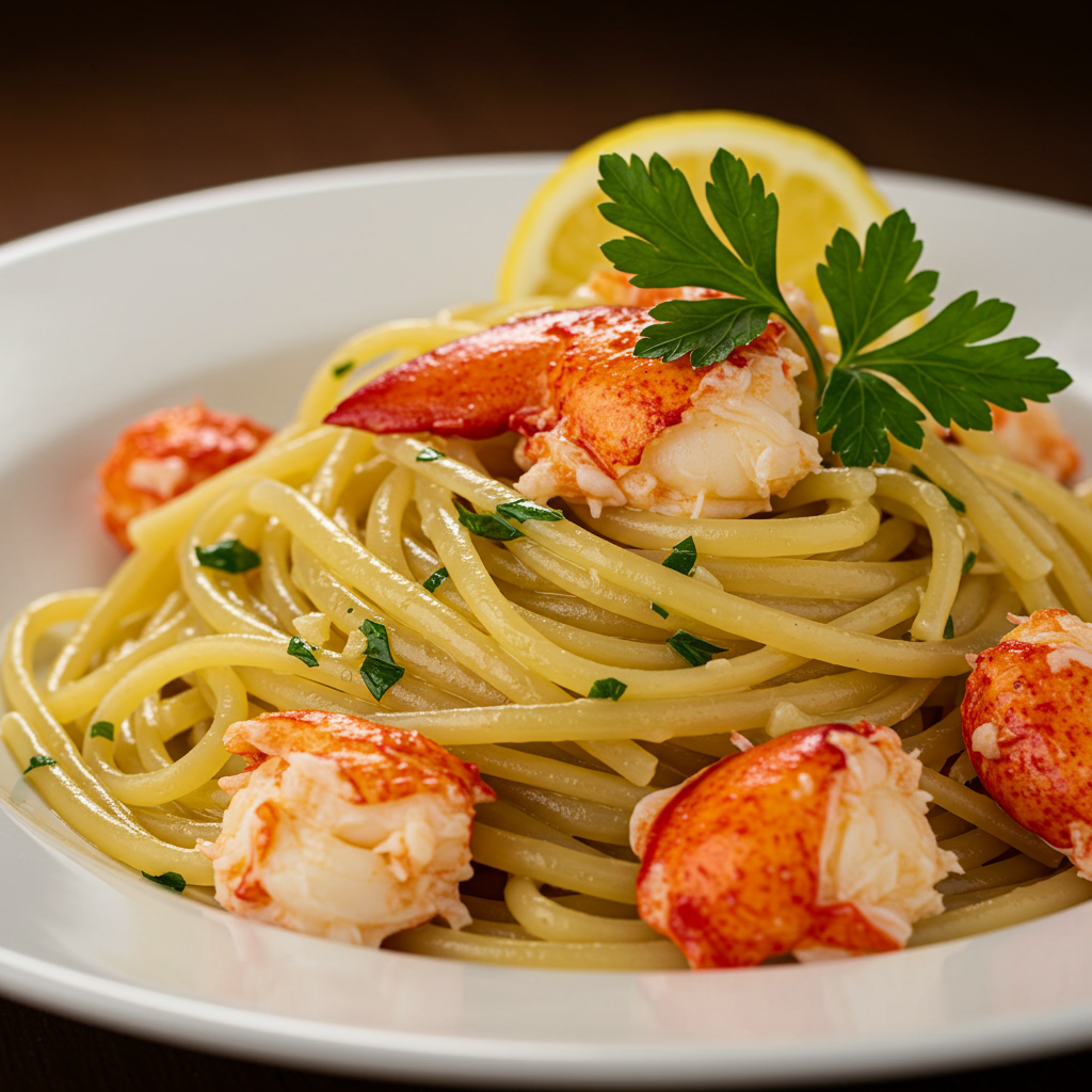 1. Classic Lobster Linguine with Garlic Butter