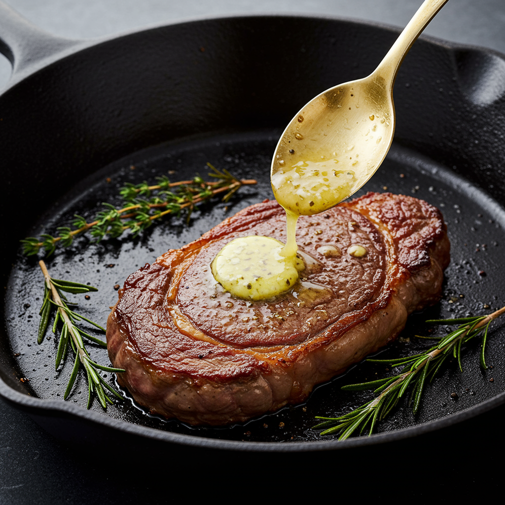 1. Classic Pan-Seared Ribeye with Garlic Butter