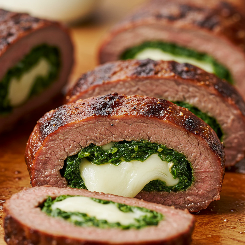 1. Classic Spinach and Mozzarella Stuffed Flank Steak
