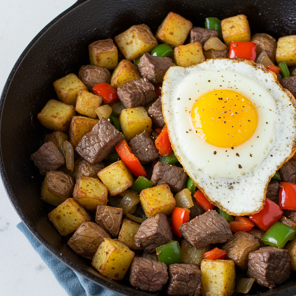 1. Classic Steak and Egg Breakfast Hash