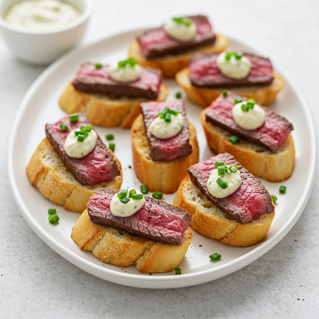 1. Classic Steak Crostini with Horseradish Cream