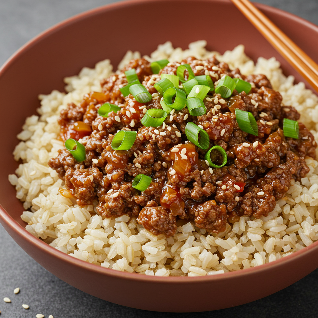 1. Korean-Style Ground Beef Rice Bowls