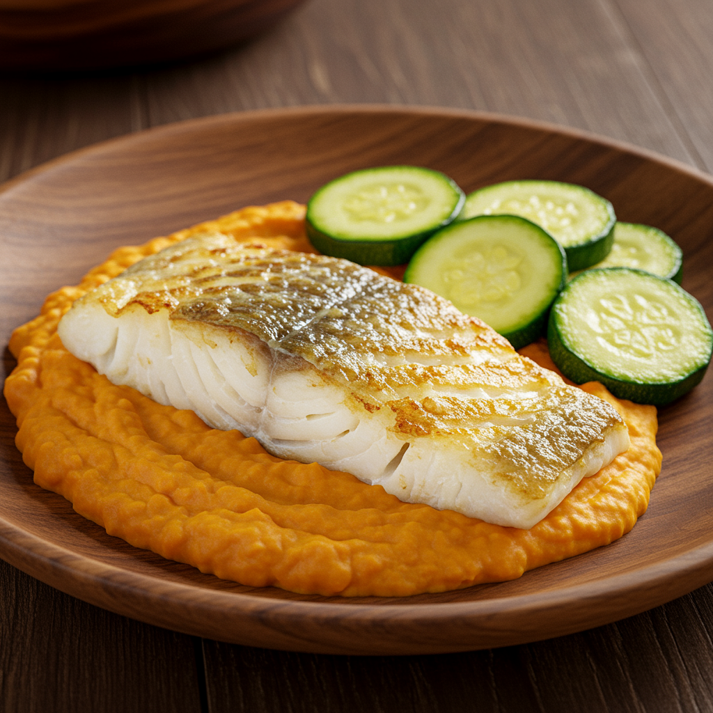 2. Baked Cod with Mashed Sweet Potato