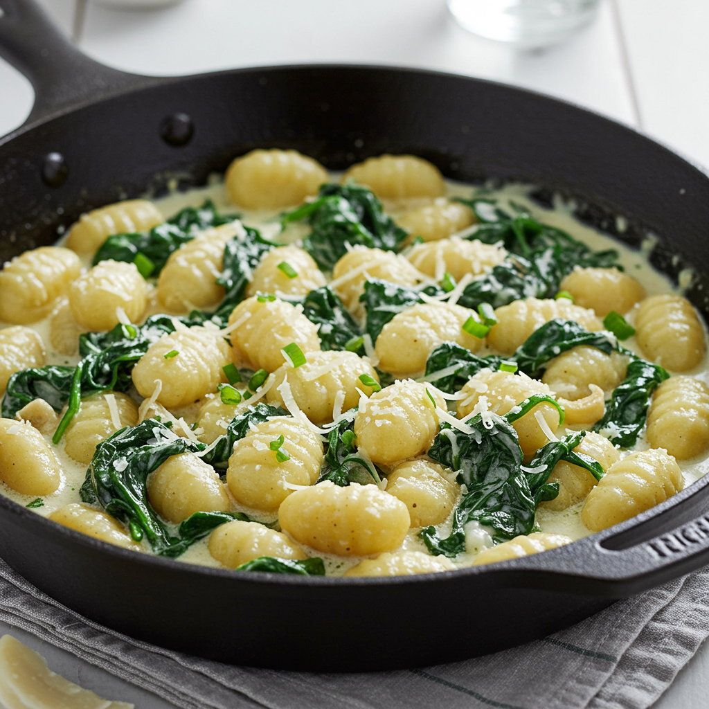 2. Creamy Spinach and Garlic Gnocchi Skillet