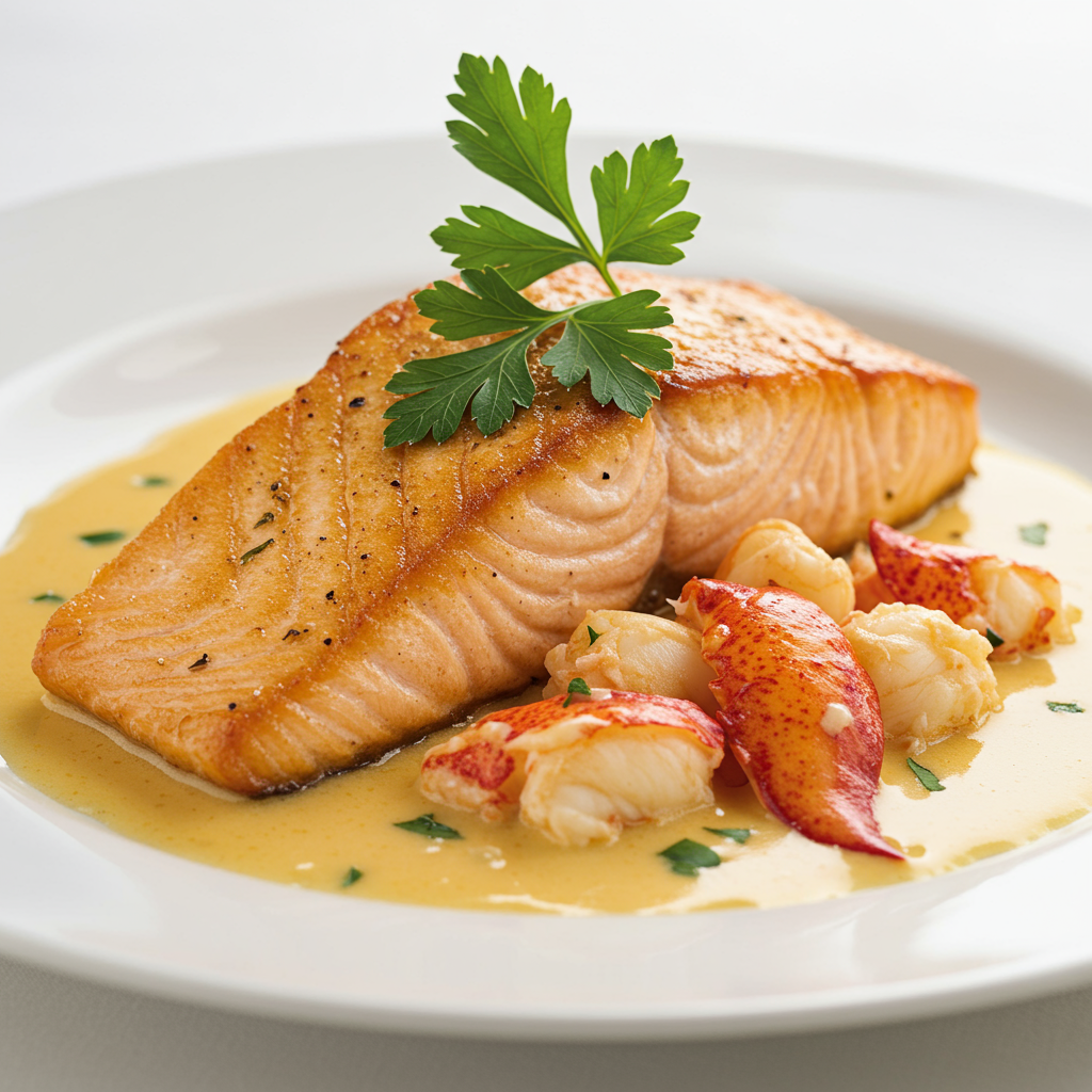 2. Salmon with Lobster Cream Sauce