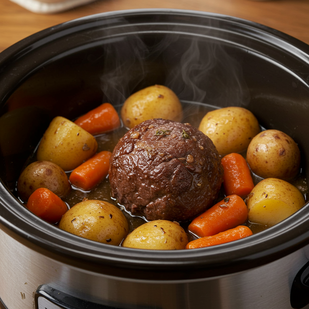2. Slow Cooker Beef Round Steak with Vegetables