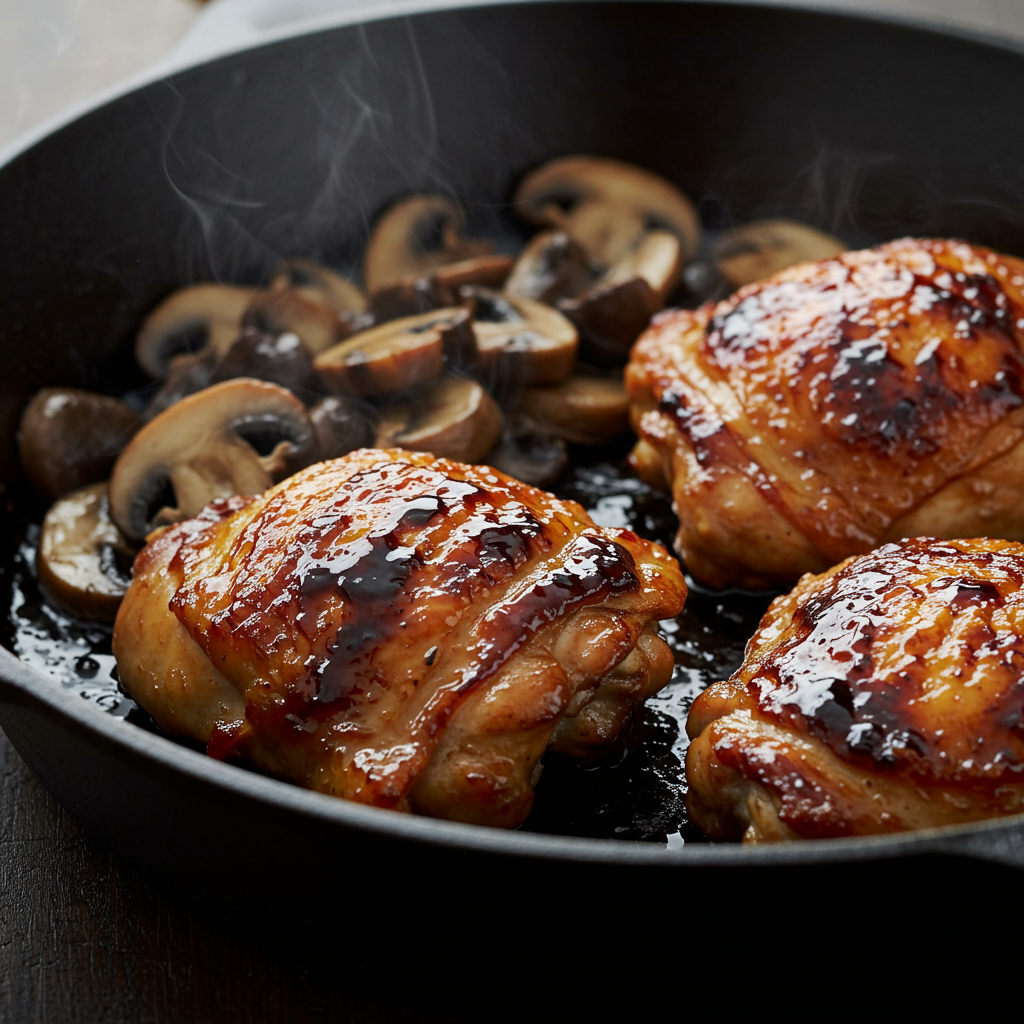 3. Balsamic Honey Glazed Chicken and Mushrooms