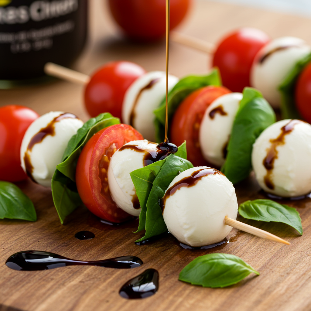 3. Caprese Skewers with Balsamic Glaze
