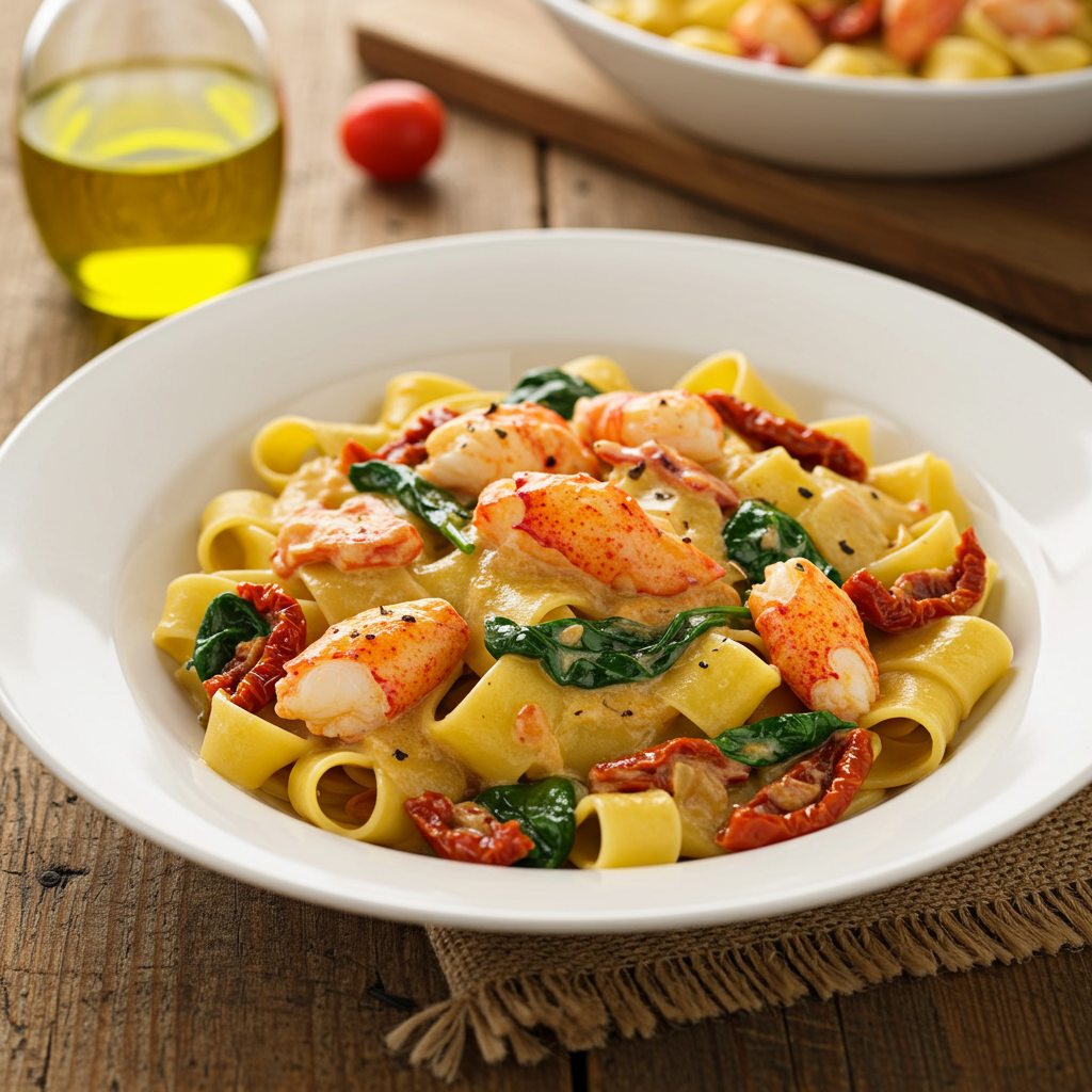 3. Creamy Tuscan-Style Lobster Pasta