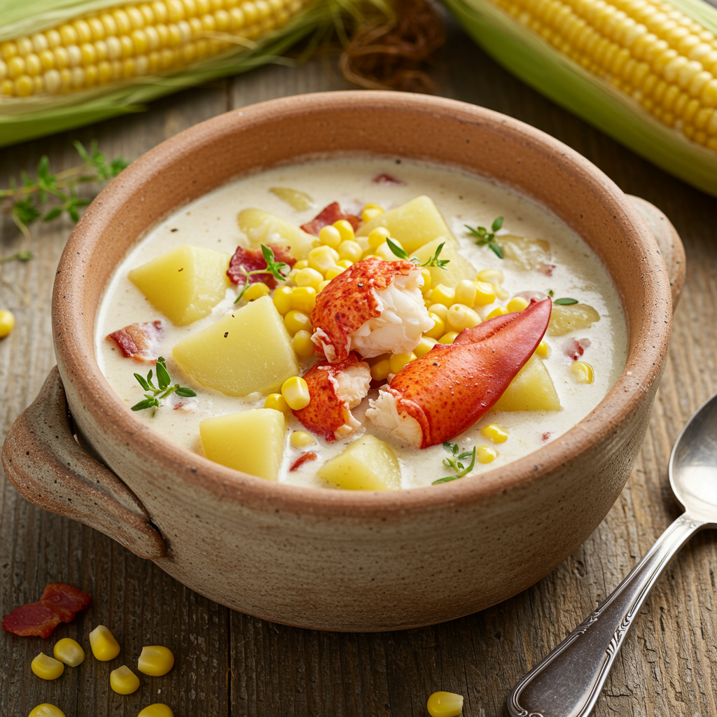 3. Hearty New England Lobster and Corn Chowder