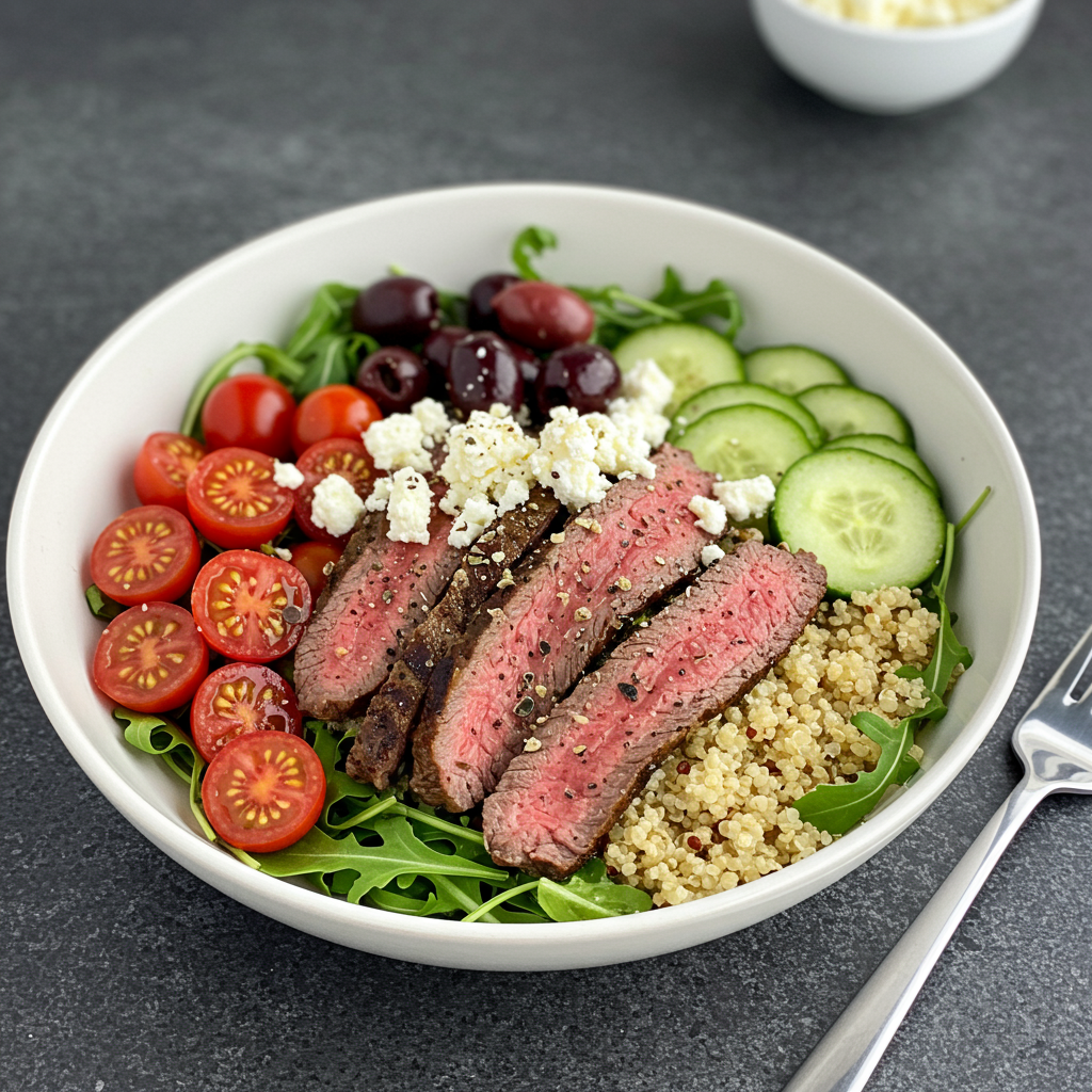 3. Mediterranean Flat Iron Steak Bowl