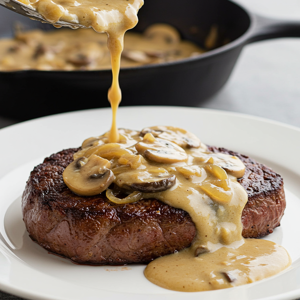 3. Sirloin Steak with Mushroom Pan Sauce