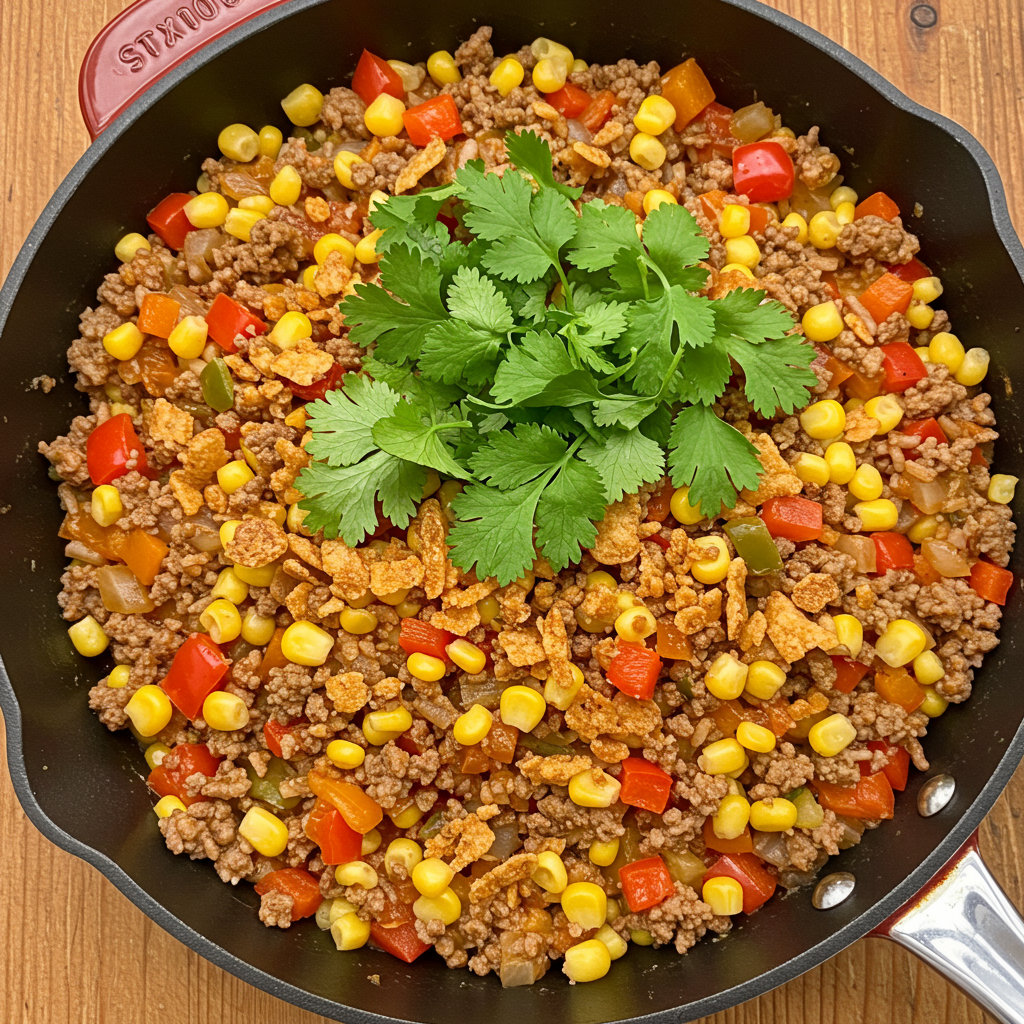 3. Tex-Mex Ground Beef and Rice Skillet