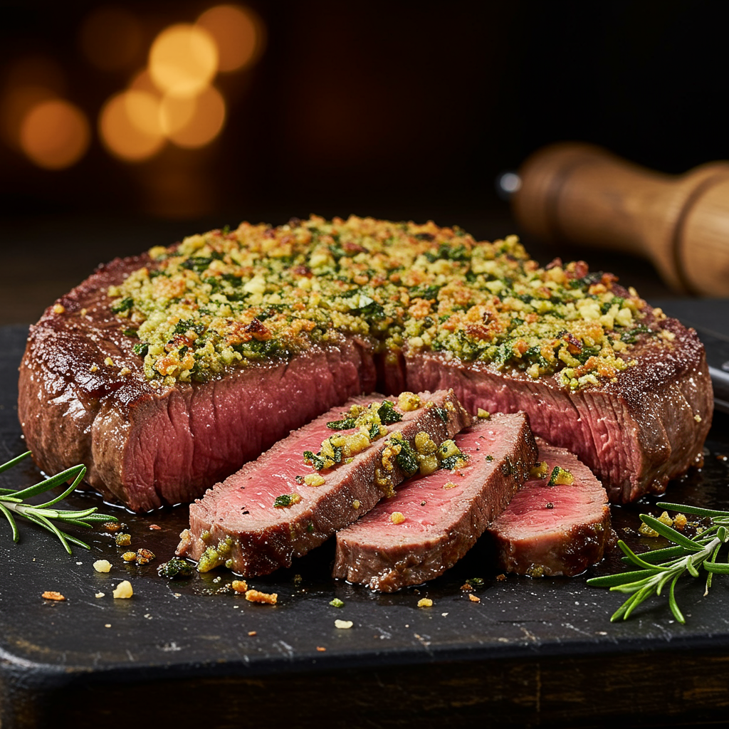 4. Garlic Parmesan Crusted Steak