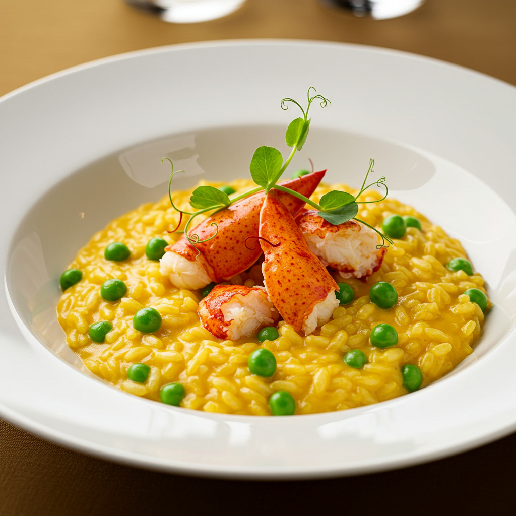 4. Lobster Risotto with Saffron and Peas