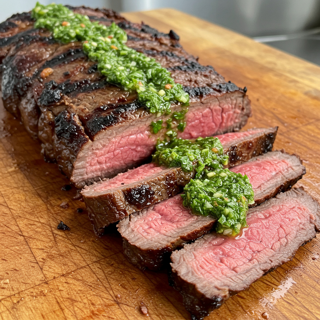 5. Grilled London Broil with Chimichurri