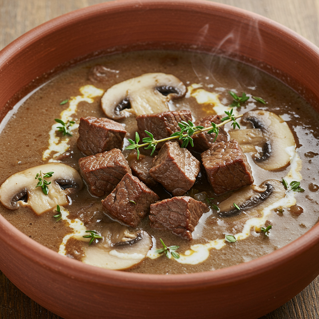 5. Hearty Steak and Mushroom Soup