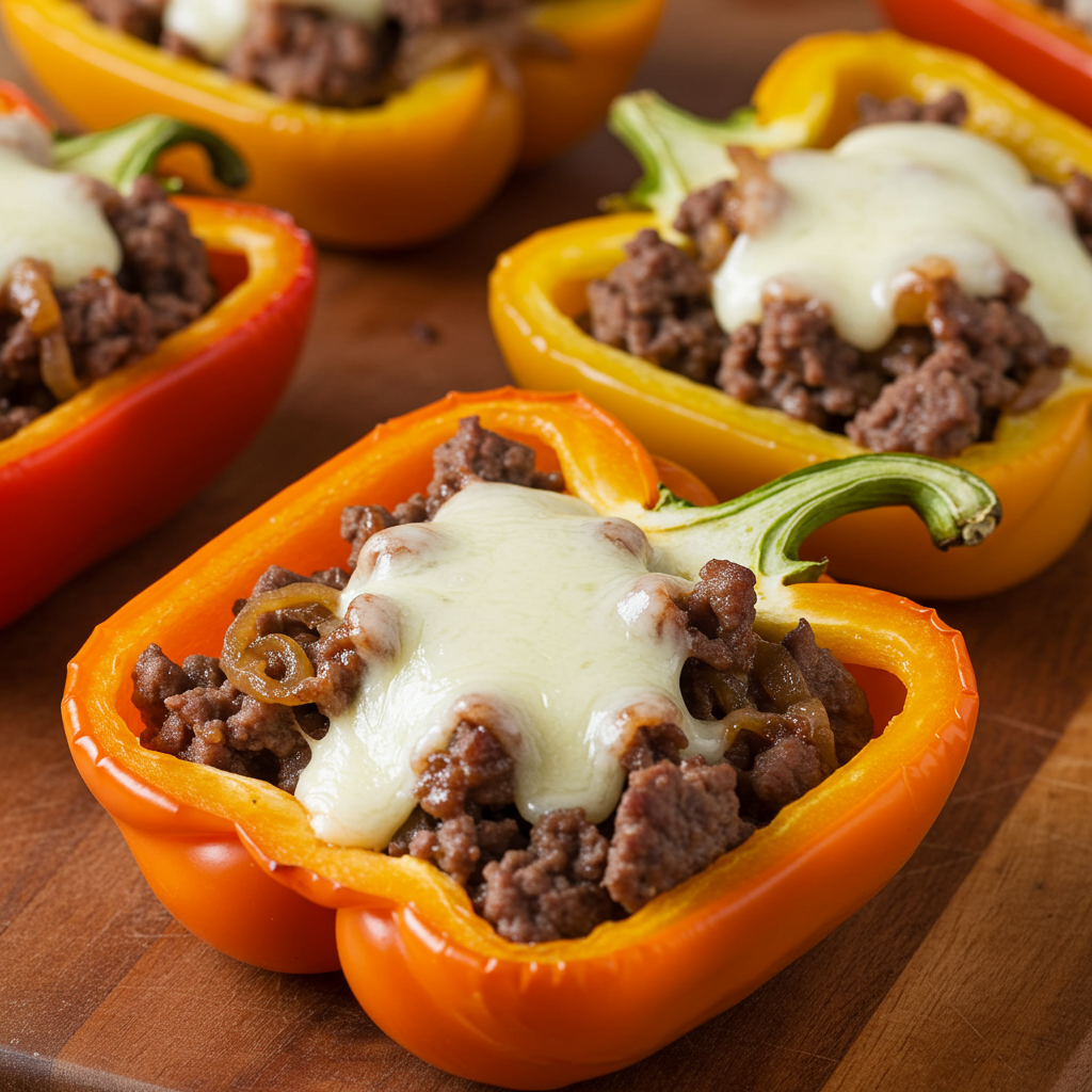 6. Air Fryer Philly Cheesesteak Stuffed Peppers