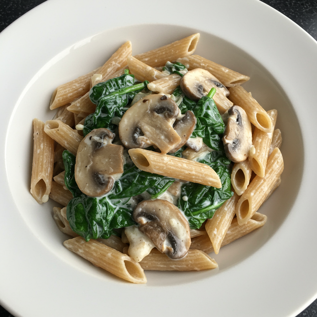 6. Creamy Mushroom and Spinach Pasta