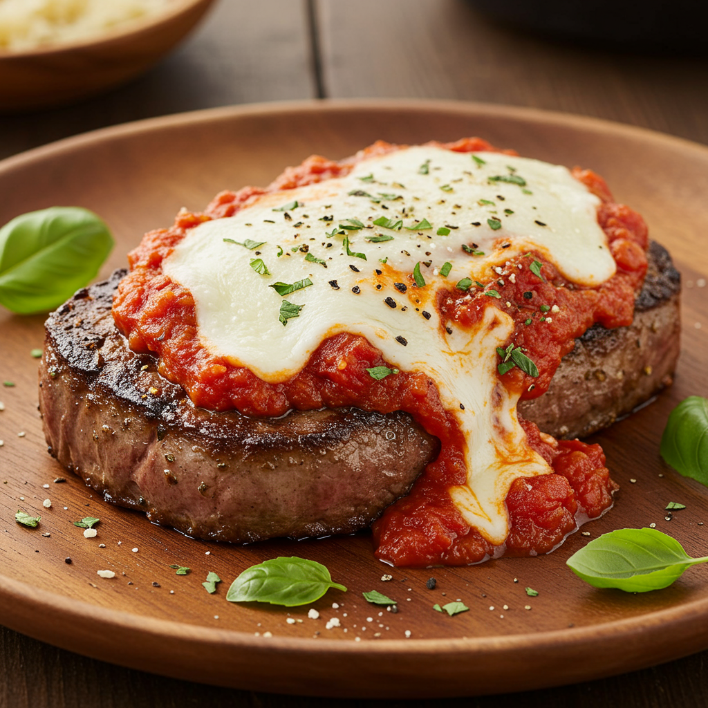 6. Italian Herb Cube Steak with Mozzarella