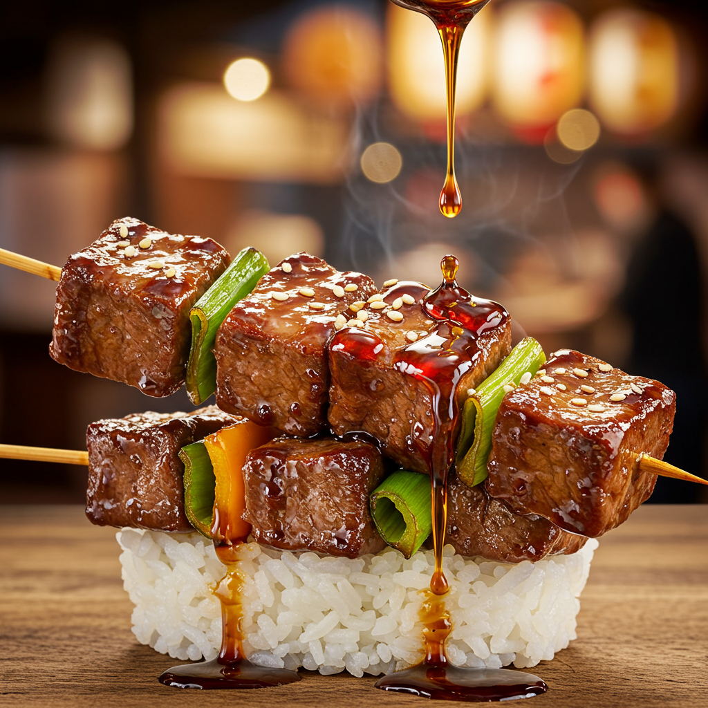 6. Japanese Teriyaki Beef Kebabs