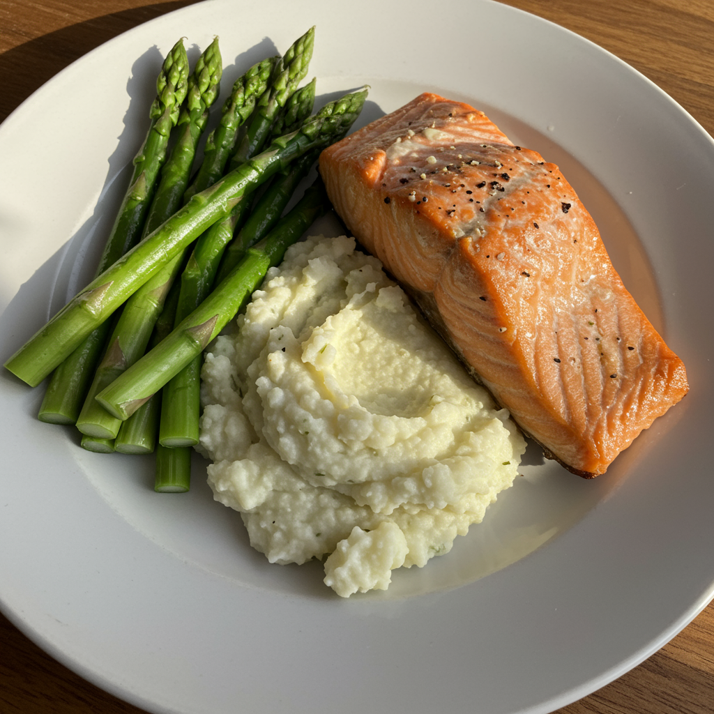 6. Salmon and Mashed Cauliflower Dinner
