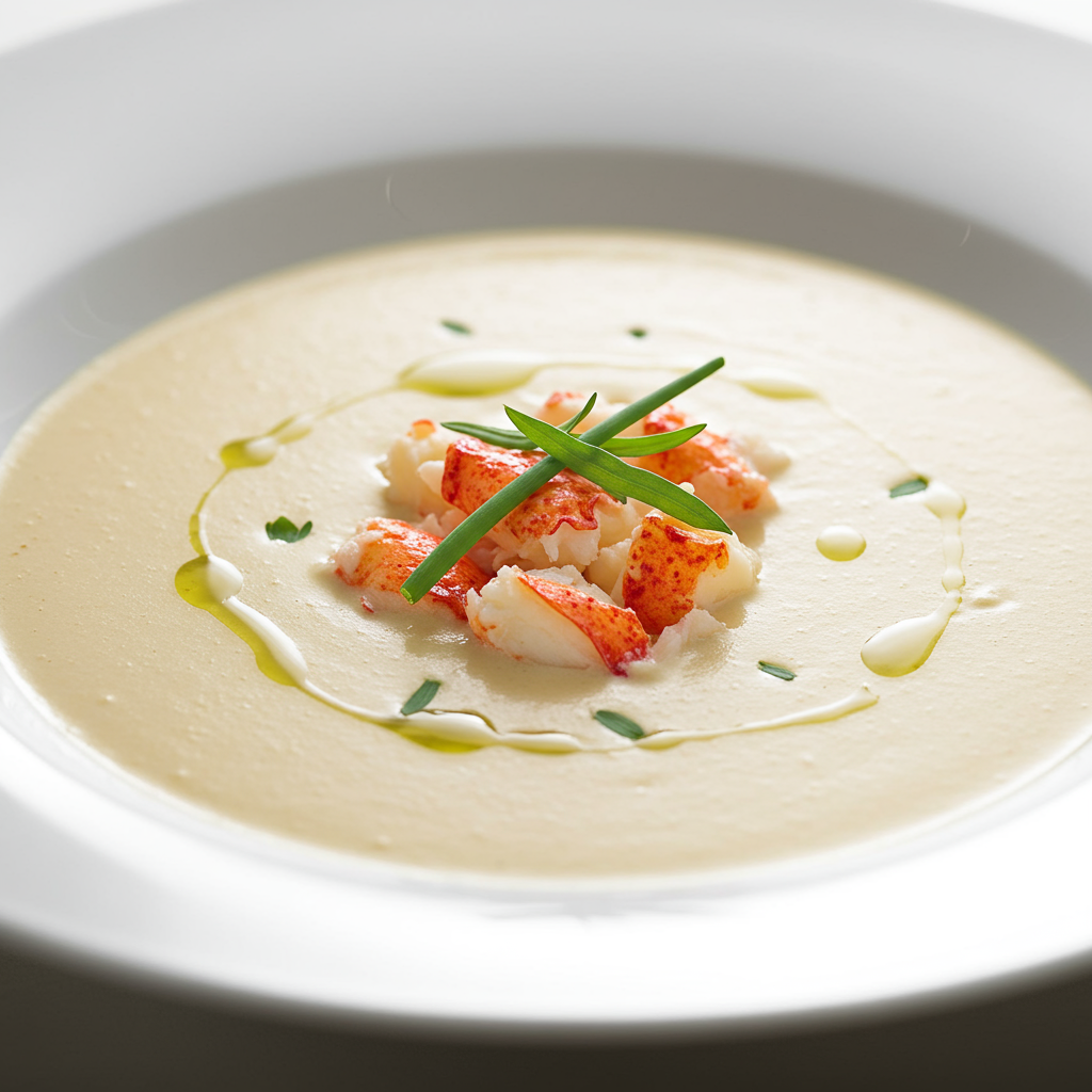 6. Silky Tarragon and Chive Cream of Lobster Soup