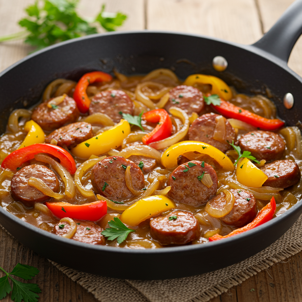 6. Smoked Sausage with Peppers and Onions