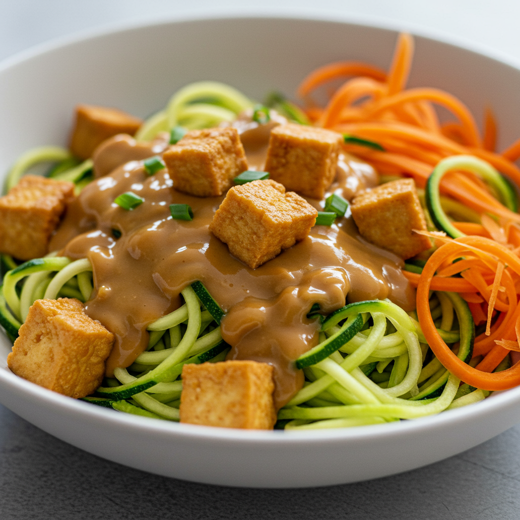 6. Zucchini Noodles with Peanut Tofu