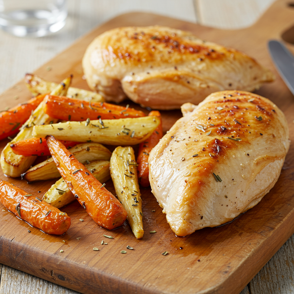 7. Baked Chicken Breast with Roasted Root Vegetables