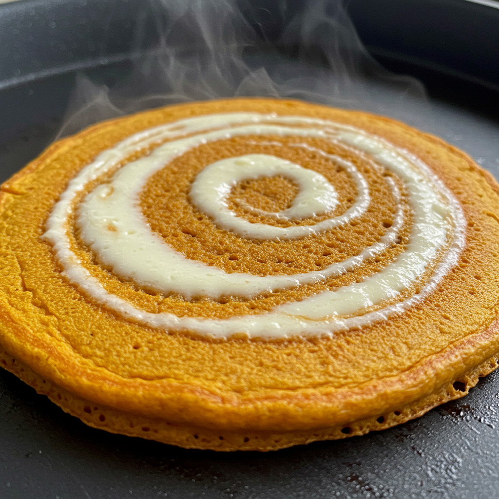 7. Cream Cheese Swirl Pumpkin Pancakes