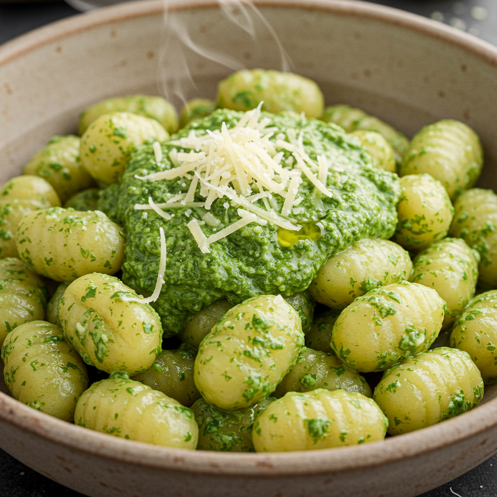 7. Creamy Lemon Kale Pesto Gnocchi